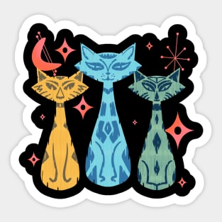 Colorful Funny Tiki Kitty Cats with Mid-Century Modern Vintage Vibe Sticker